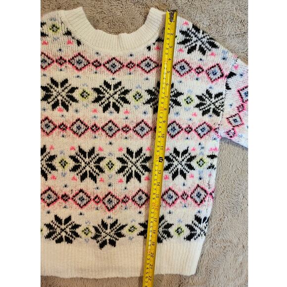 Victoria Secret Pink Sweater V Neck  & Crew Neck Reversable Snowflake, Sz XS - Picture 6 of 7
